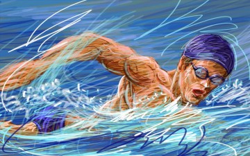 Sport œuvres - impressioniste de natation